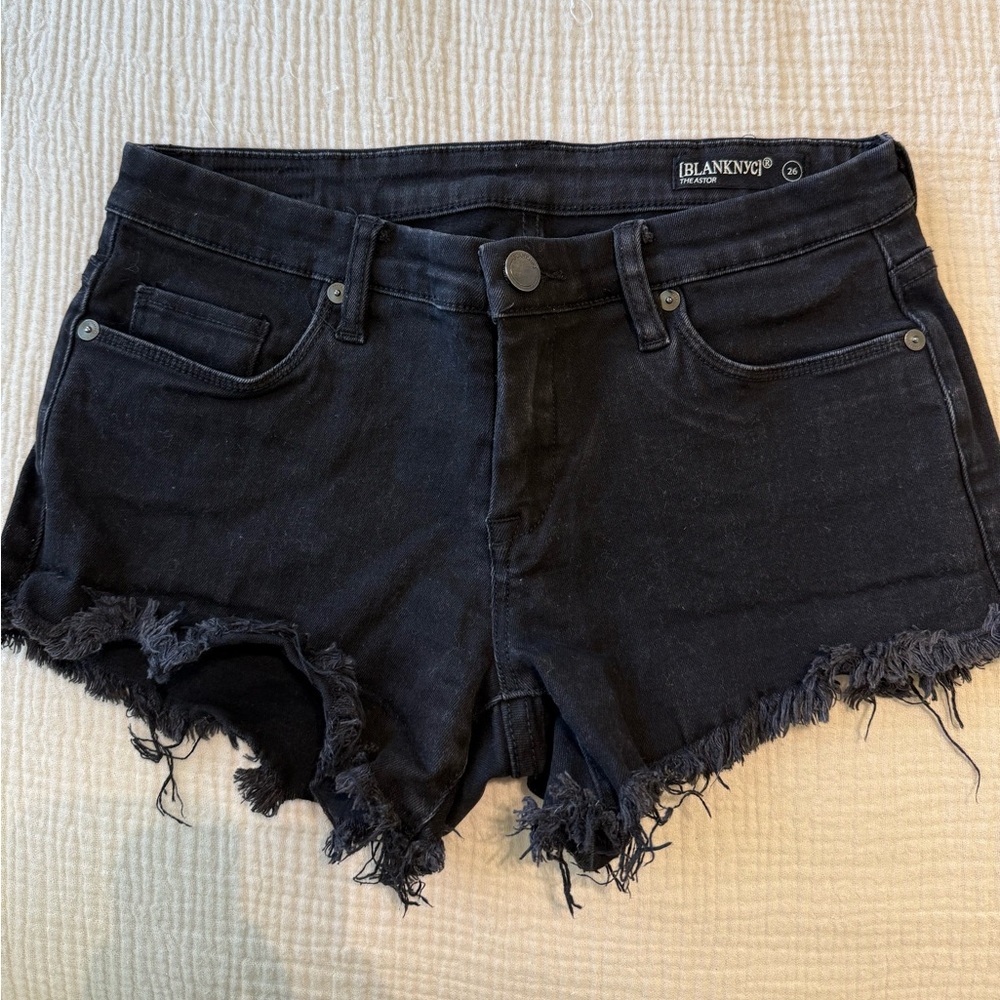 Blank NYC Black High-Rise Denim Shorts